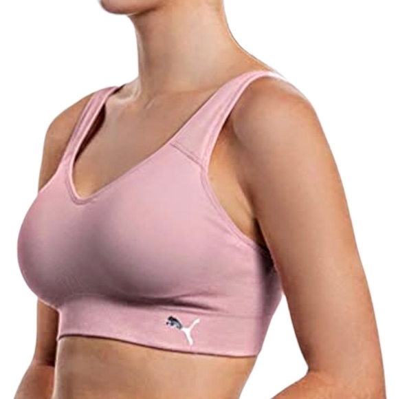 Puma blush pink seemless performance sport bra size XL B073 - Picture 1 of 7